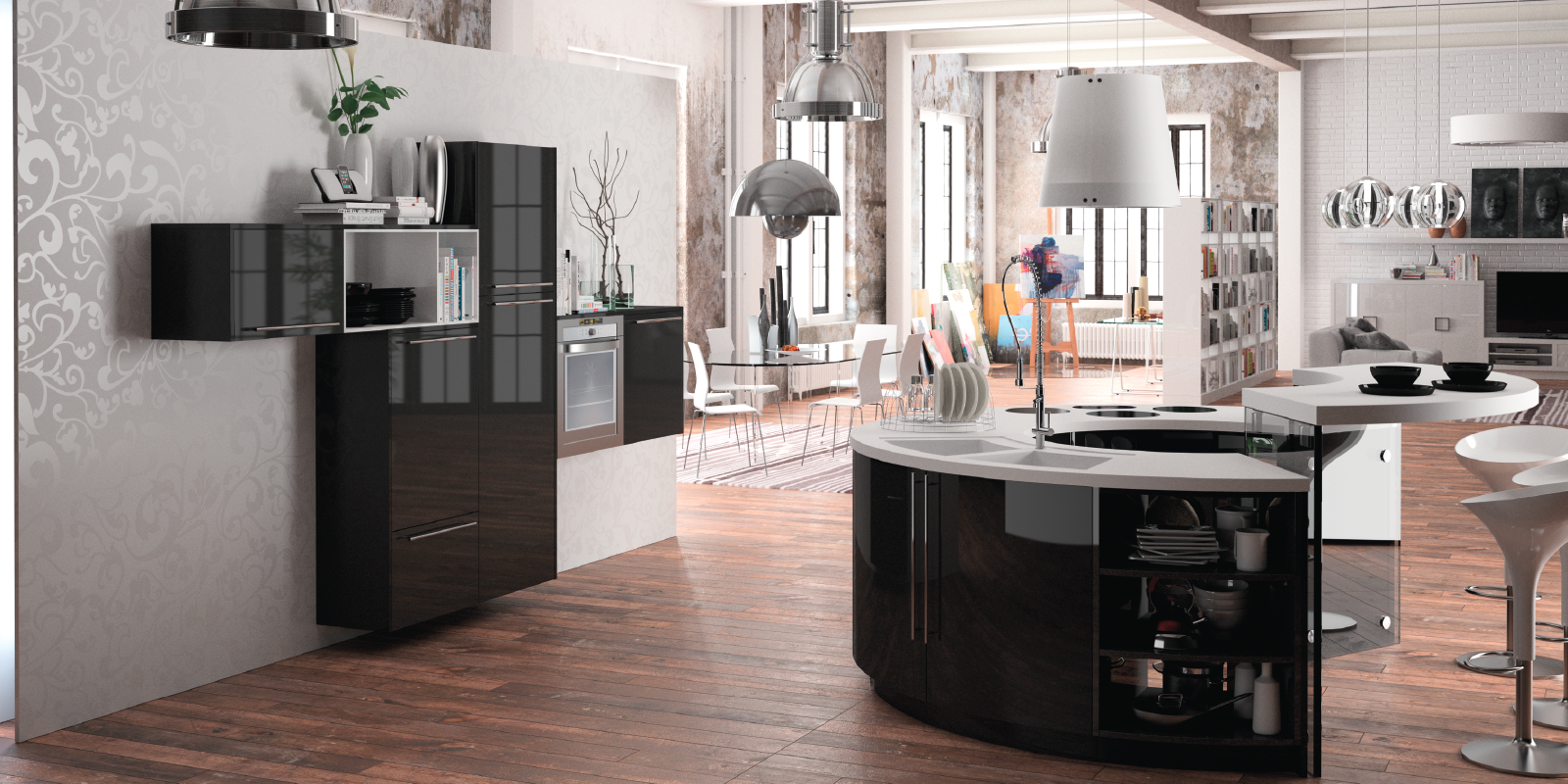 cuisine morel design noir et blanc